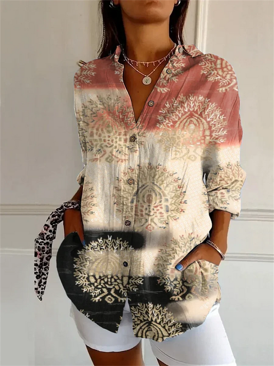 Noelle - Röd Elegant Lång Blus