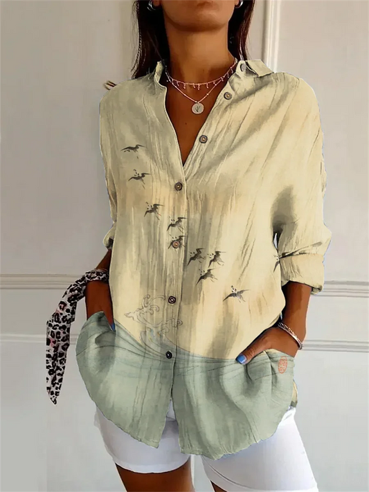 Evelien - Beige Stilig Lång Blus