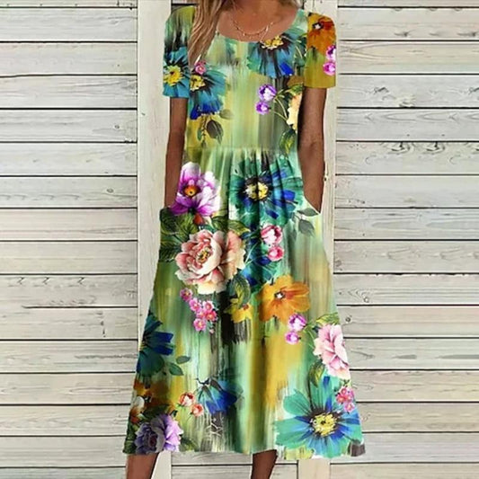 Vintage Klänning Med Blommönster