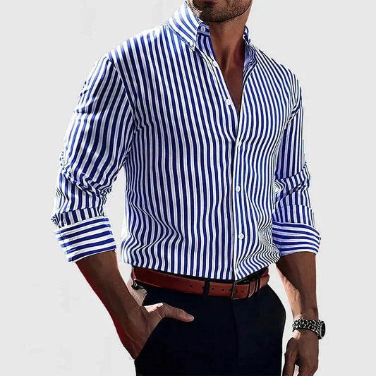 Theodor™ | Andningsbar Randig Skjorta för en Avslappnat Välklädd Look